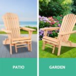 Gardeon Adirondack Outdoor Chairs Wooden Sun Lounge Patio Furniture Garden Natural - Image 4