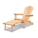Gardeon Adirondack Outdoor Chairs Wooden Sun Lounge Patio Furniture Garden Natural - Image 8