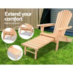 Gardeon 2PC Adirondack Outdoor Chairs Wooden Sun Lounge Patio Furniture Garden Natural - Image 3