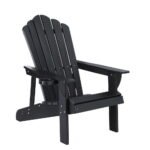Gardeon Outdoor Chairs HDPE Adirondack Beach Chair Sun Lounge Patio Furniture Garden Black