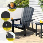 Gardeon Outdoor Chairs HDPE Adirondack Beach Chair Sun Lounge Patio Furniture Garden Black - Image 5