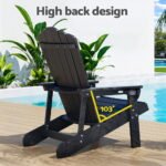 Gardeon Outdoor Chairs HDPE Adirondack Beach Chair Sun Lounge Patio Furniture Garden Black - Image 6