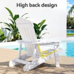 Gardeon Outdoor Chairs HDPE Adirondack Beach Chair Sun Lounge Patio Furniture Garden white - Image 6