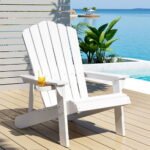 Gardeon Outdoor Chairs HDPE Adirondack Beach Chair Sun Lounge Patio Furniture Garden white - Image 7