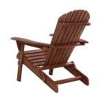 Gardeon Adirondack Outdoor Chairs Wooden Foldable Beach Chair Patio Furniture Brown - Image 3