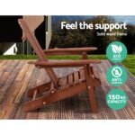 Gardeon Adirondack Outdoor Chairs Wooden Foldable Beach Chair Patio Furniture Brown - Image 4