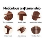 Gardeon Adirondack Outdoor Chairs Wooden Foldable Beach Chair Patio Furniture Brown - Image 5