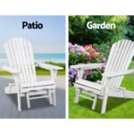 Gardeon Sun Lounge Outdoor Chairs Wooden Foldable Patio Furniture Adirondack White - Image 4