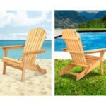 Gardeon 3PC Adirondack Outdoor Table and Chairs Wooden Foldable Beach Chair Natural - Image 11