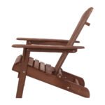 Gardeon 3PC Adirondack Outdoor Table and Chairs Wooden Foldable Beach Chair Brown - Image 4