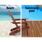 Gardeon 3PC Adirondack Outdoor Table and Chairs Wooden Foldable Beach Chair Brown - Image 11