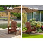 Gardeon 3PC Adirondack Outdoor Table and Chairs Wooden Foldable Beach Chair Brown - Image 12