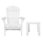 Gardeon 3PC Adirondack Outdoor Table and Chairs Wooden Foldable Beach Chair White - Image 3