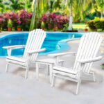 Gardeon 3PC Adirondack Outdoor Table and Chairs Wooden Foldable Beach Chair White - Image 8