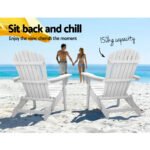 Gardeon 3PC Adirondack Outdoor Table and Chairs Wooden Foldable Beach Chair White - Image 9