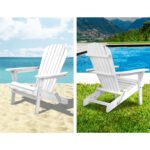 Gardeon 3PC Adirondack Outdoor Table and Chairs Wooden Foldable Beach Chair White - Image 11