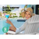Gardeon 3PC Adirondack Outdoor Table and Chairs Wooden Foldable Beach Chair White - Image 12