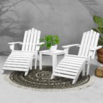 Gardeon 5PC Adirondack Outdoor Table and Chairs Wooden Sun Lounge Patio Furniture White - Image 7