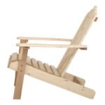 Gardeon 3PC Adirondack Outdoor Table and Chairs Wooden Beach Chair Natural - Image 4
