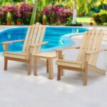 Gardeon 3PC Adirondack Outdoor Table and Chairs Wooden Beach Chair Natural - Image 8