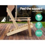 Gardeon 3PC Adirondack Outdoor Table and Chairs Wooden Beach Chair Natural - Image 10