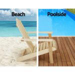 Gardeon 3PC Adirondack Outdoor Table and Chairs Wooden Beach Chair Natural - Image 13
