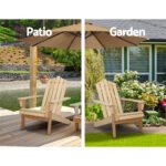 Gardeon 3PC Adirondack Outdoor Table and Chairs Wooden Beach Chair Natural - Image 14