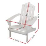 Gardeon Adirondack Outdoor Chairs Wooden Beach Chair Patio Furniture Garden White - Image 2