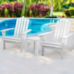 Gardeon 3PC Adirondack Outdoor Table and Chairs Wooden Beach Chair White - Image 8