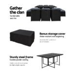 Gardeon Outdoor Dining Set 11 Piece Wicker Table Chairs Setting Black - Image 5