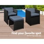 Gardeon Outdoor Dining Set 11 Piece Wicker Table Chairs Setting Black - Image 6