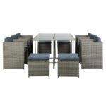 Gardeon Outdoor Dining Set 11 Piece Wicker Table Chairs Setting Grey - Image 3