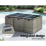 Gardeon Outdoor Dining Set 11 Piece Wicker Table Chairs Setting Grey - Image 4
