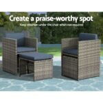 Gardeon Outdoor Dining Set 11 Piece Wicker Table Chairs Setting Grey - Image 5