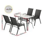 Gardeon 5PC Outdoor Dining Set Table and Chairs Patio Furniture Bistro Set Garden Black - Image 2