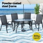 Gardeon 5PC Outdoor Dining Set Table and Chairs Patio Furniture Bistro Set Garden Black - Image 4