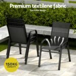 Gardeon 5PC Outdoor Dining Set Table and Chairs Patio Furniture Bistro Set Garden Black - Image 5