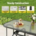Gardeon 5PC Outdoor Dining Set Table and Chairs Patio Furniture Bistro Set Garden Black - Image 6
