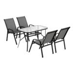 Gardeon 5PC Outdoor Dining Set Table and Chairs Patio Furniture Bistro Set Garden Grey - Image 3