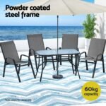 Gardeon 5PC Outdoor Dining Set Table and Chairs Patio Furniture Bistro Set Garden Grey - Image 4