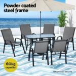 Gardeon 7PC Outdoor Dining Set Table and Chairs Patio Furniture Garden Bistro Set Grey - Image 4