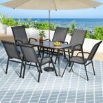 Gardeon 7PC Outdoor Dining Set Table and Chairs Patio Furniture Garden Bistro Set Grey - Image 7