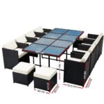 Gardeon Outdoor Dining Set 13 Piece Wicker Table Chairs Setting Black - Image 2