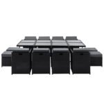 Gardeon Outdoor Dining Set 13 Piece Wicker Table Chairs Setting Black - Image 3