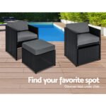 Gardeon Outdoor Dining Set 13 Piece Wicker Table Chairs Setting Black - Image 5