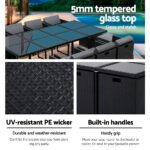 Gardeon Outdoor Dining Set 13 Piece Wicker Table Chairs Setting Black - Image 6