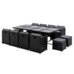 Gardeon Outdoor Dining Set 13 Piece Wicker Table Chairs Setting Black - Image 8