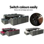 Gardeon Outdoor Dining Set 13 Piece Wicker Table Chairs Setting Grey - Image 3