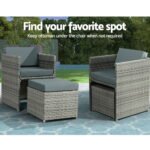 Gardeon Outdoor Dining Set 13 Piece Wicker Table Chairs Setting Grey - Image 6