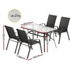Gardeon 5PC Outdoor Dining Set Table and Chairs Patio Furniture Bistro Set Garden Black - Image 2